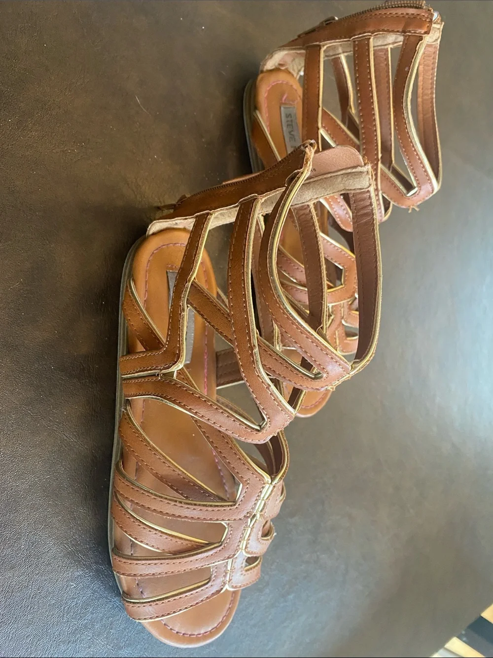 art class Metallic Gold Girls' Buckle-Strap Slide Sandals